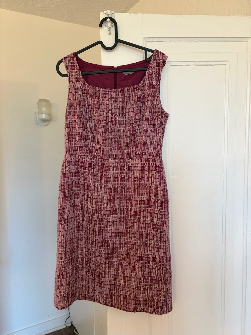 Ann Taylor Textured Burgundy Midi Sheath Dress